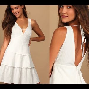 By the Lake White Tiered Sleeveless Mini Dress